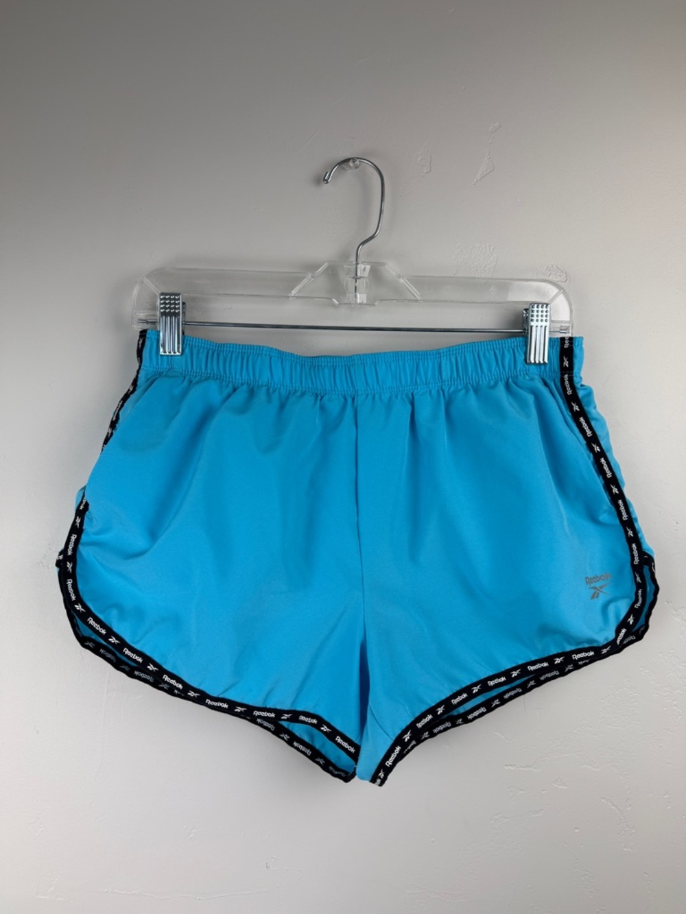Reebok Blue Logo Tape Athletic Running Shorts Size M - Picture 2 of 5